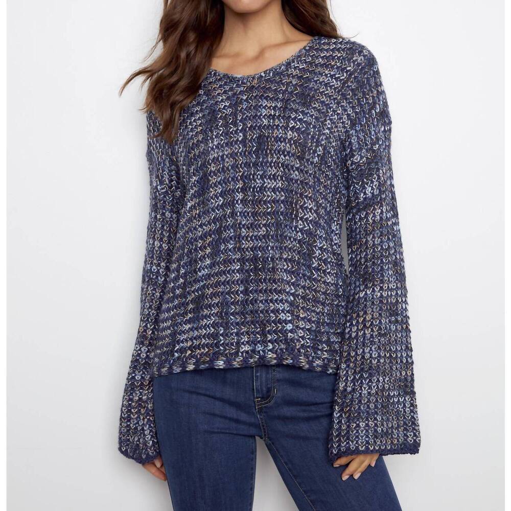 NEW CHARLIE B novelty yarn crochet sweater in blue